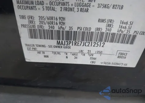 2018 Ford Ecosport S from USA, damaged, VIN MAJ3P1RE7JC212512